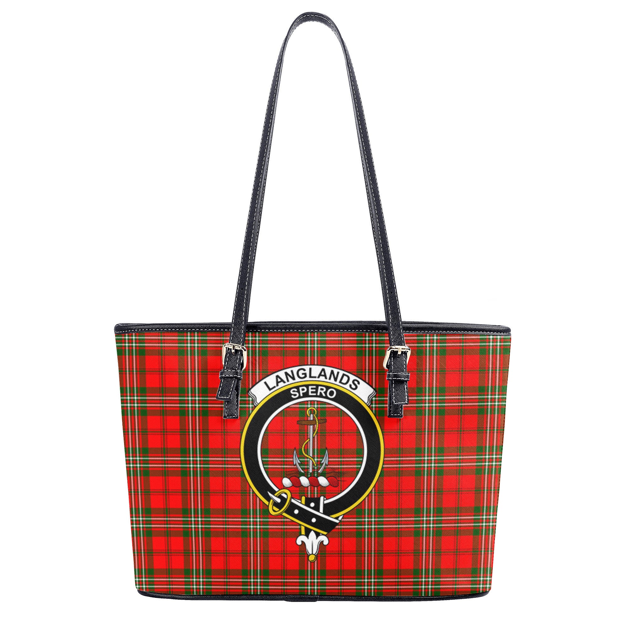 Langlands Tartan Crest Leather Tote Bag