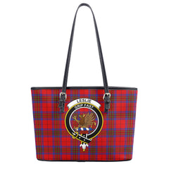 Leslie Modern Tartan Crest Leather Tote Bag