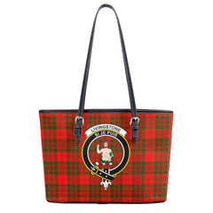 Livingstone Tartan Crest Leather Tote Bag