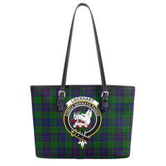 Lockhart Modern Tartan Crest Leather Tote Bag