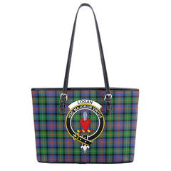 Logan Ancient Tartan Crest Leather Tote Bag