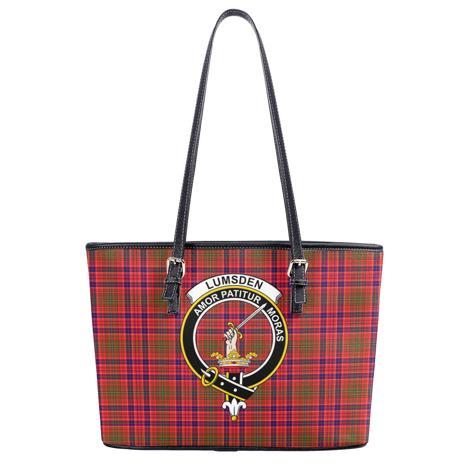 Lumsden Modern Tartan Crest Leather Tote Bag