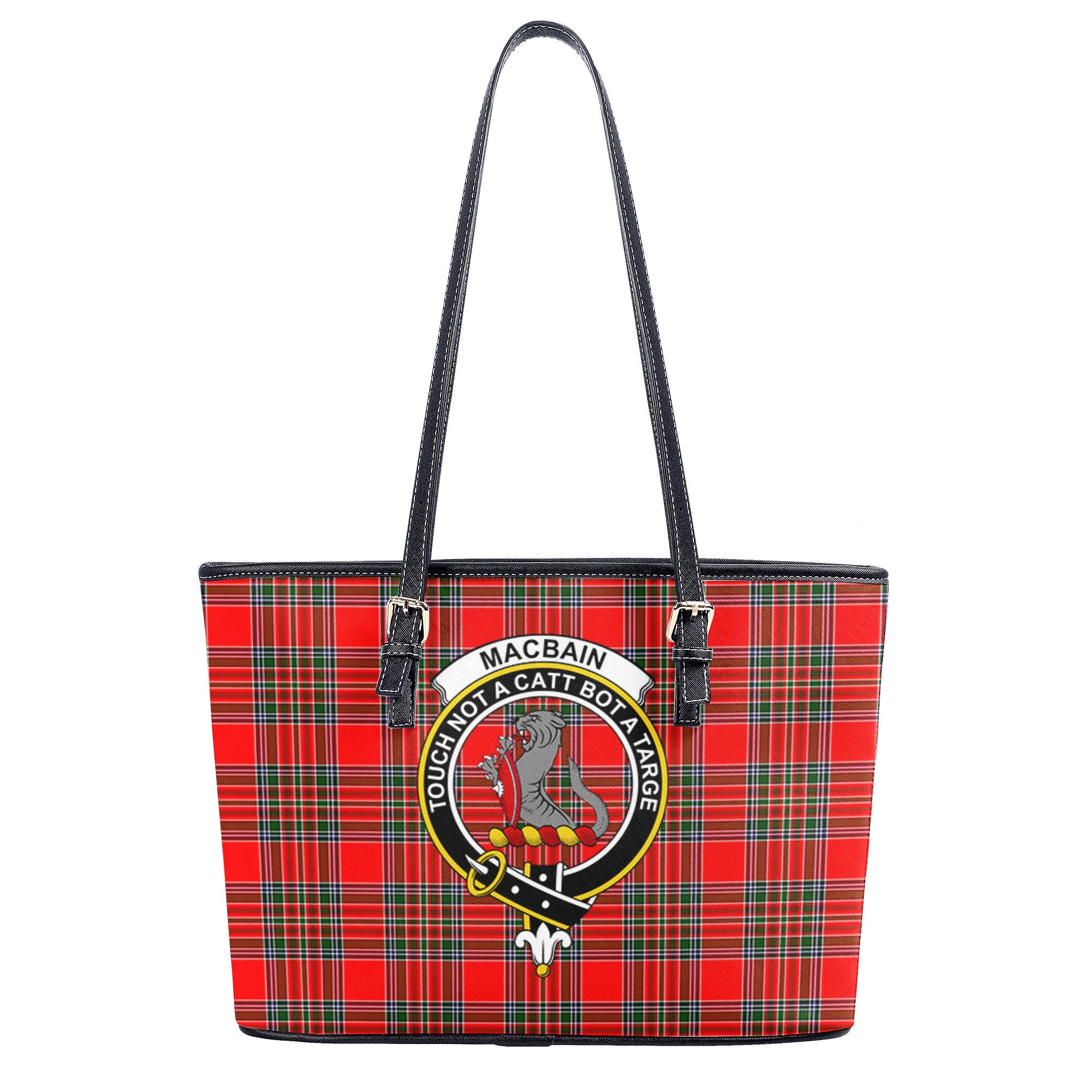 MacBain Tartan Crest Leather Tote Bag