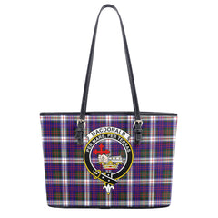 MacDonald Dress Modern Tartan Crest Leather Tote Bag