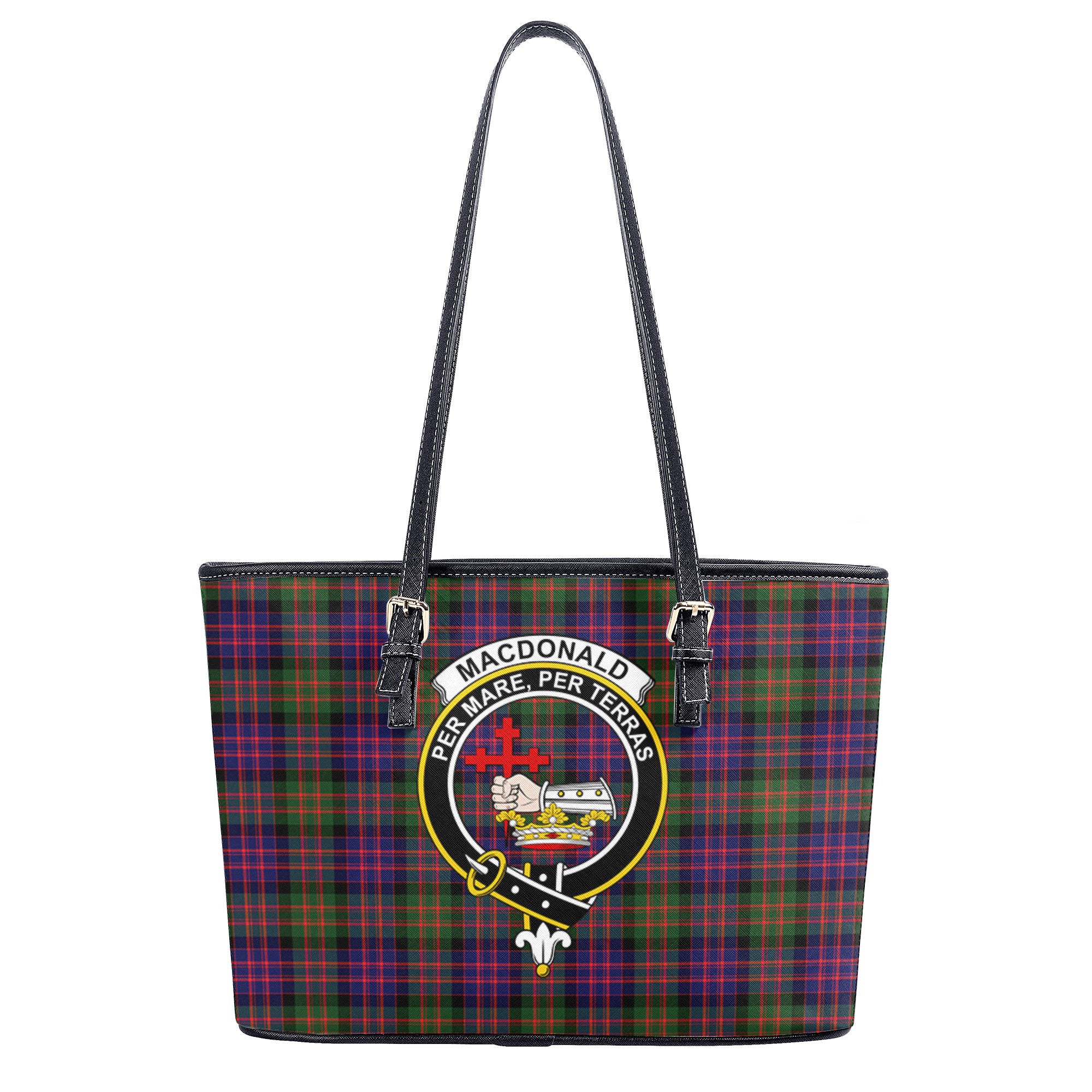 MacDonald Modern Tartan Crest Leather Tote Bag