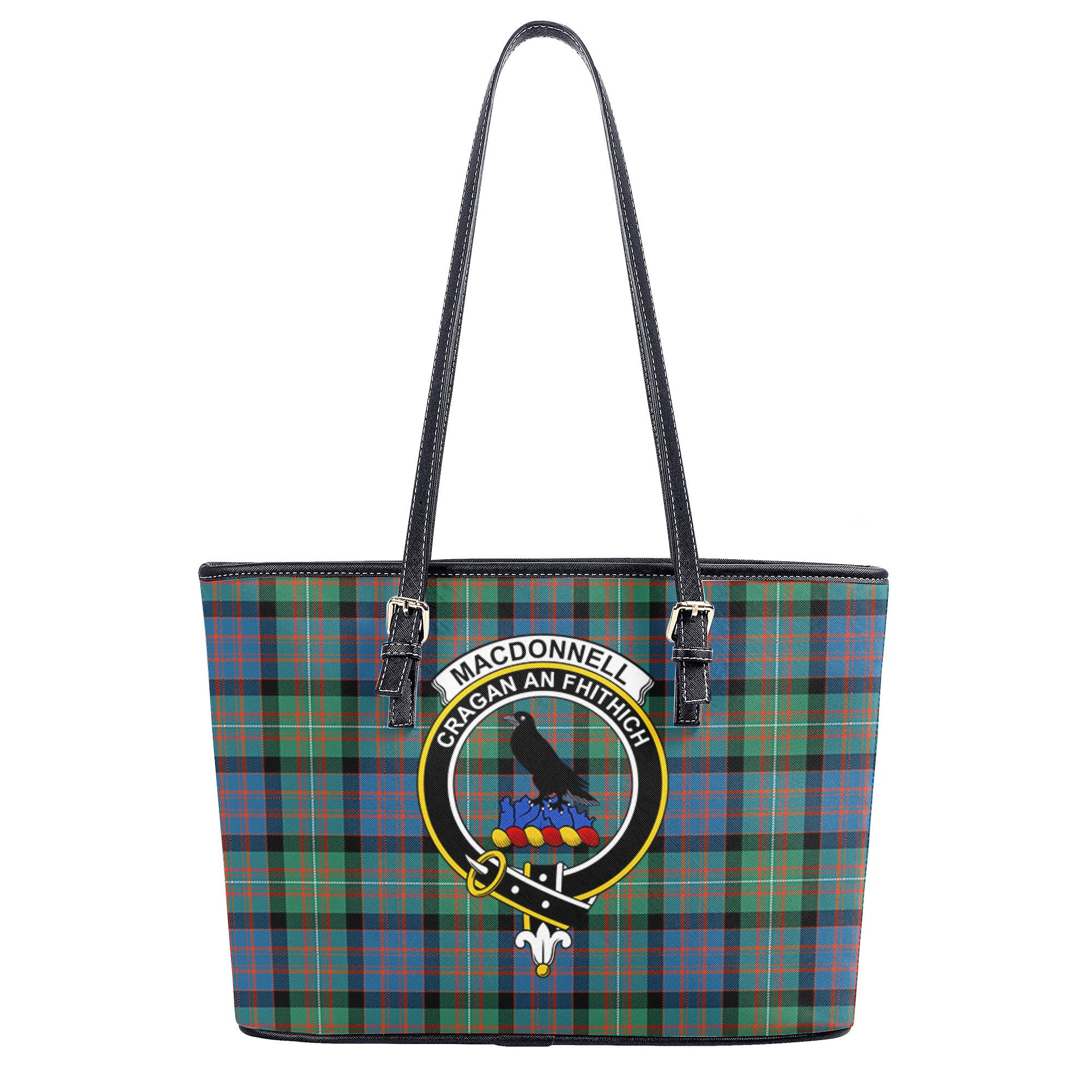 MacDonnell of Glengarry Ancient Tartan Crest Leather Tote Bag