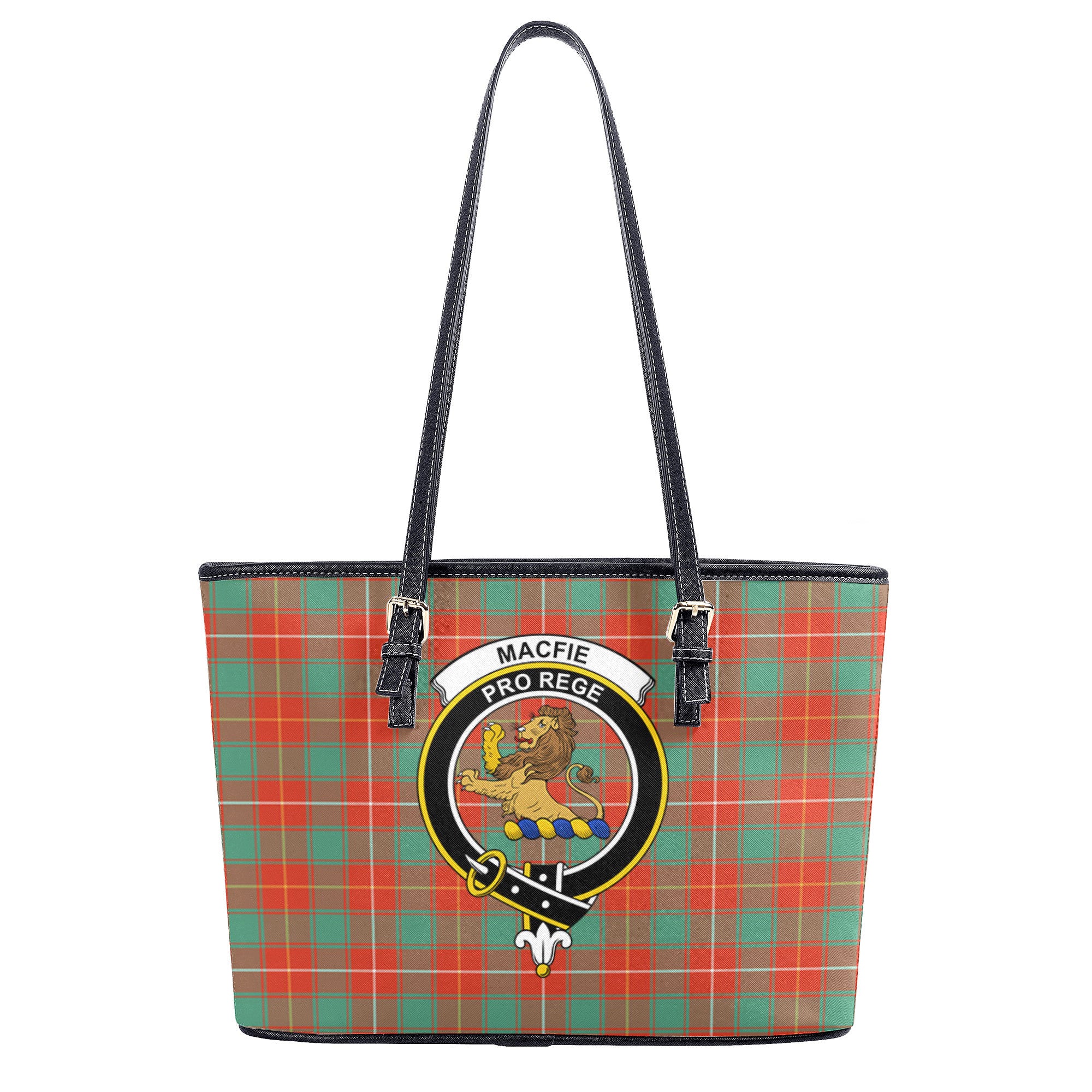 MacFie Ancient Tartan Crest Leather Tote Bag