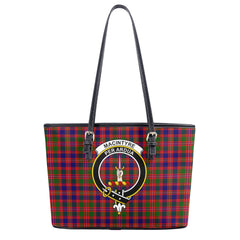 MacIntyre Modern Tartan Crest Leather Tote Bag