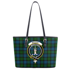 MacKay Modern Tartan Crest Leather Tote Bag