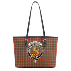 MacKintosh Hunting Weathered Tartan Crest Leather Tote Bag