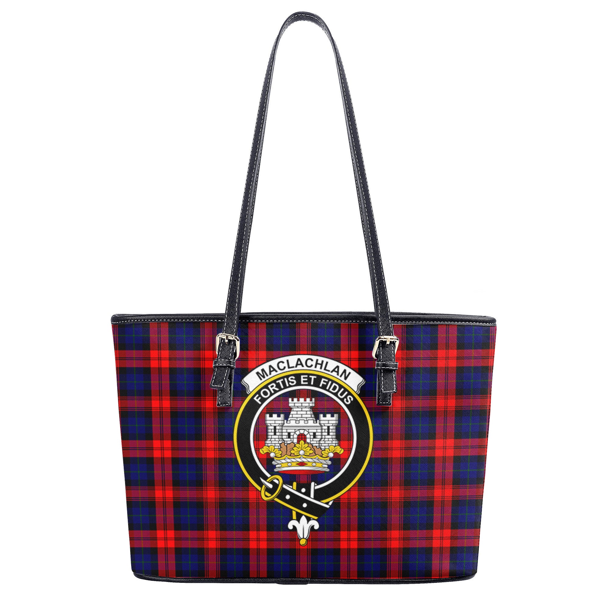 MacLachlan Modern Tartan Crest Leather Tote Bag