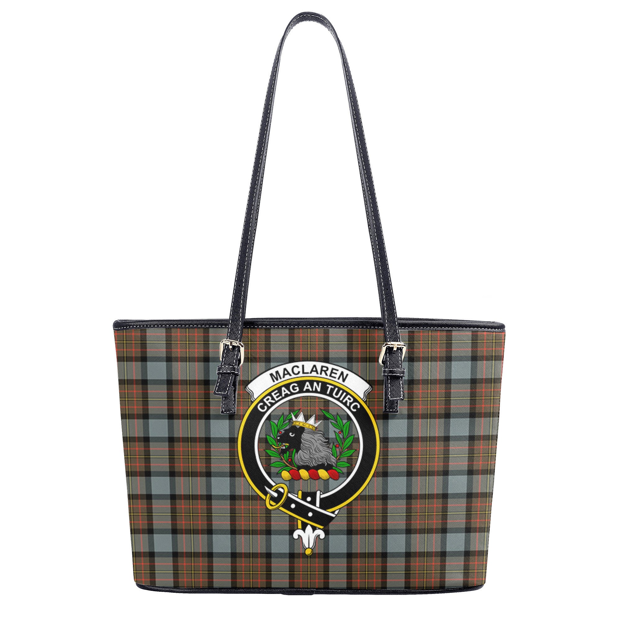 MacLaren Weathered Tartan Crest Leather Tote Bag