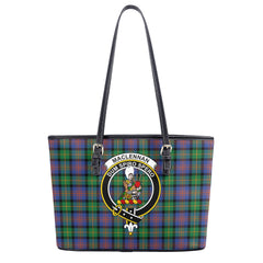 MacLennan Ancient Tartan Crest Leather Tote Bag