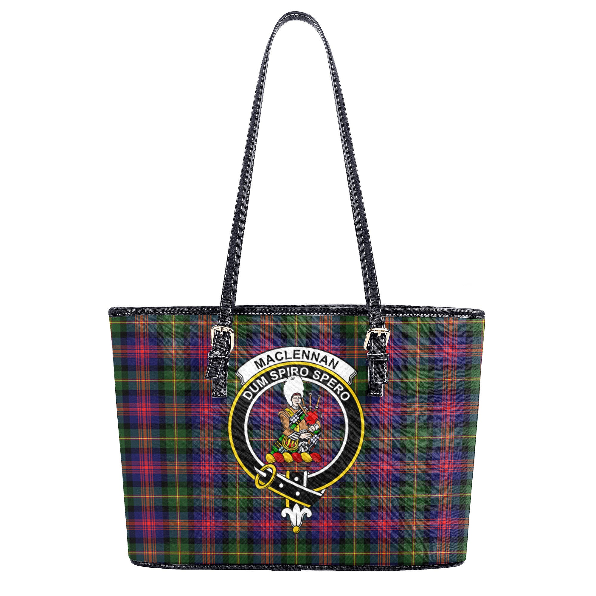 MacLennan Modern Tartan Crest Leather Tote Bag