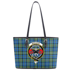 MacLeod of Harris Ancient Tartan Crest Leather Tote Bag