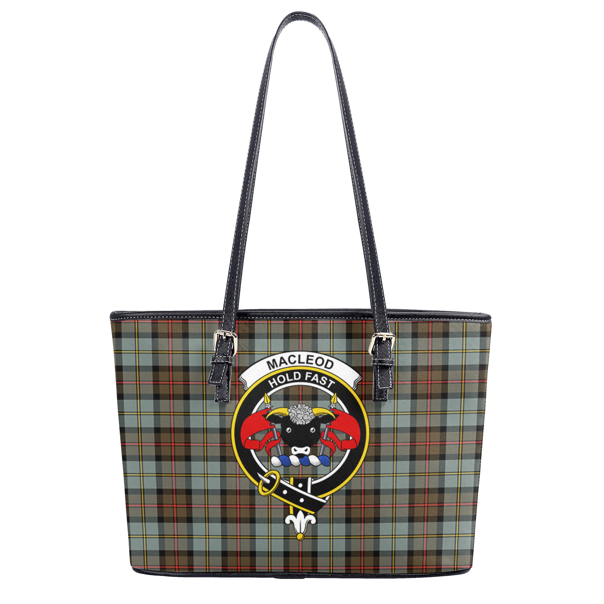 MacLeod of Harris Weathered Tartan Crest Leather Tote Bag