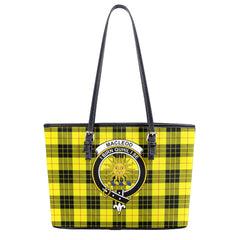 MacLeod of Lewis Modern Tartan Crest Leather Tote Bag