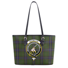 MacMillan Hunting Modern Tartan Crest Leather Tote Bag