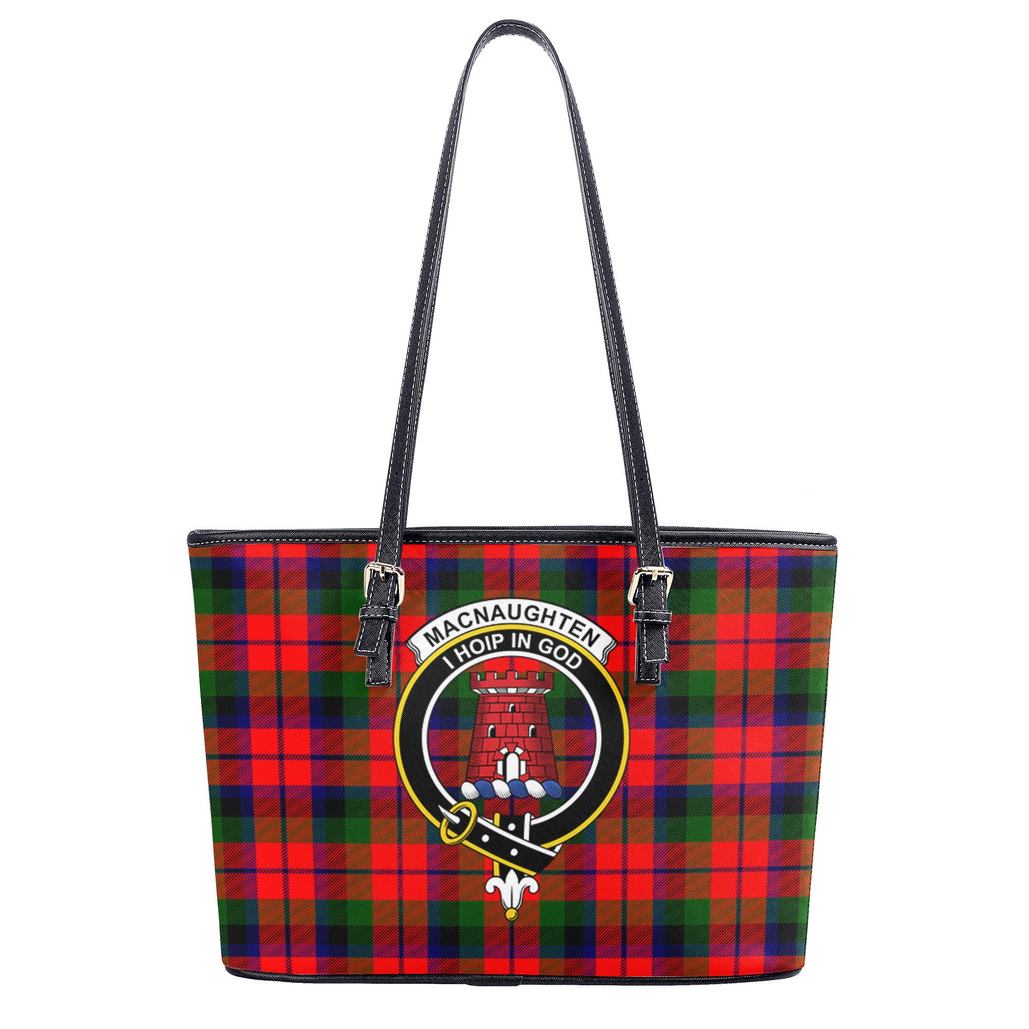 MacNaughten Tartan Crest Leather Tote Bag