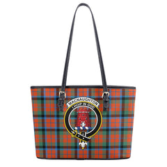 MacNaughton Ancient Tartan Crest Leather Tote Bag