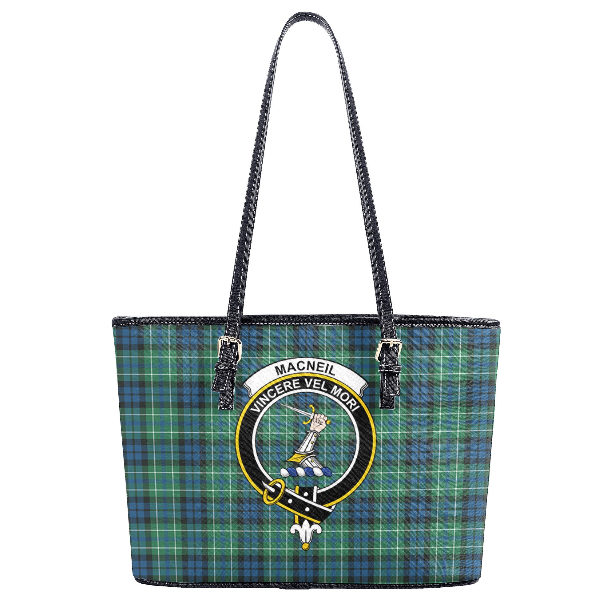 MacNeil of Colonsay Ancient Tartan Crest Leather Tote Bag