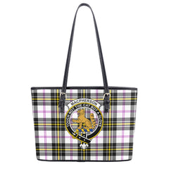 MacPherson Dress Modern Tartan Crest Leather Tote Bag