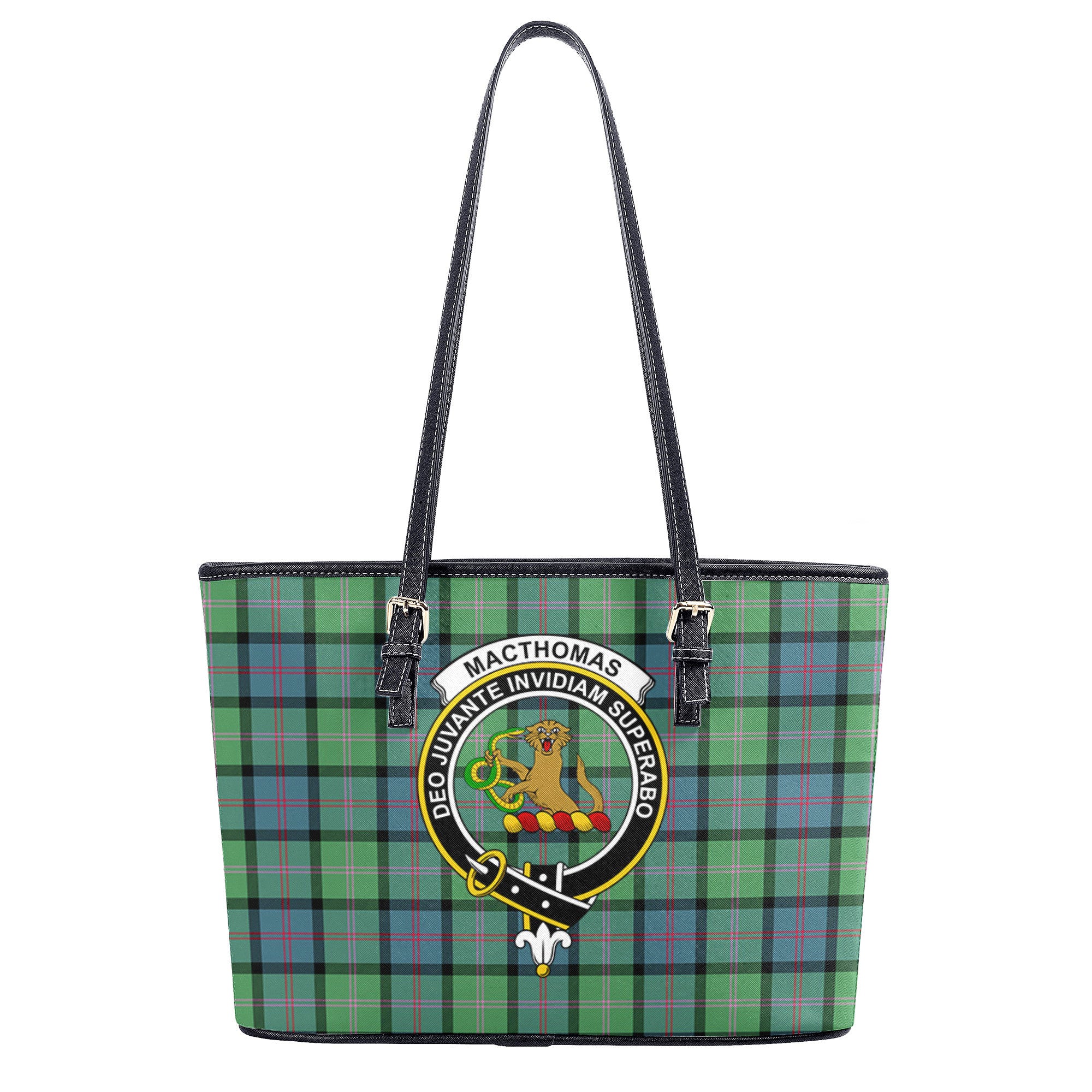 MacThomas Ancient Tartan Crest Leather Tote Bag