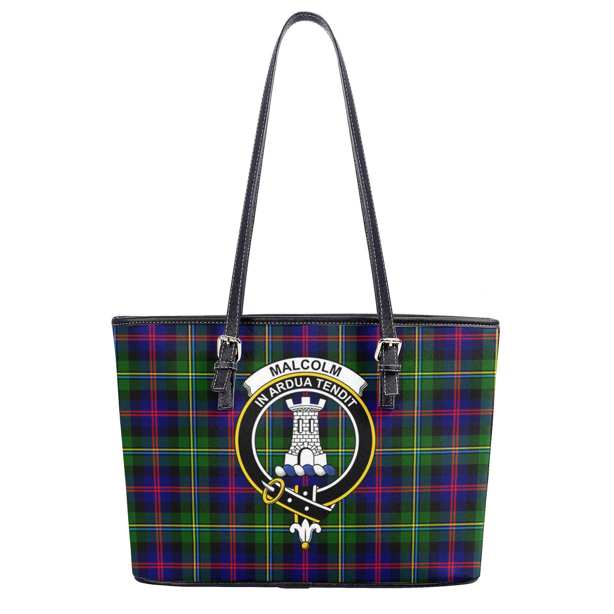 Malcolm (or MacCallum) Tartan Crest Leather Tote Bag