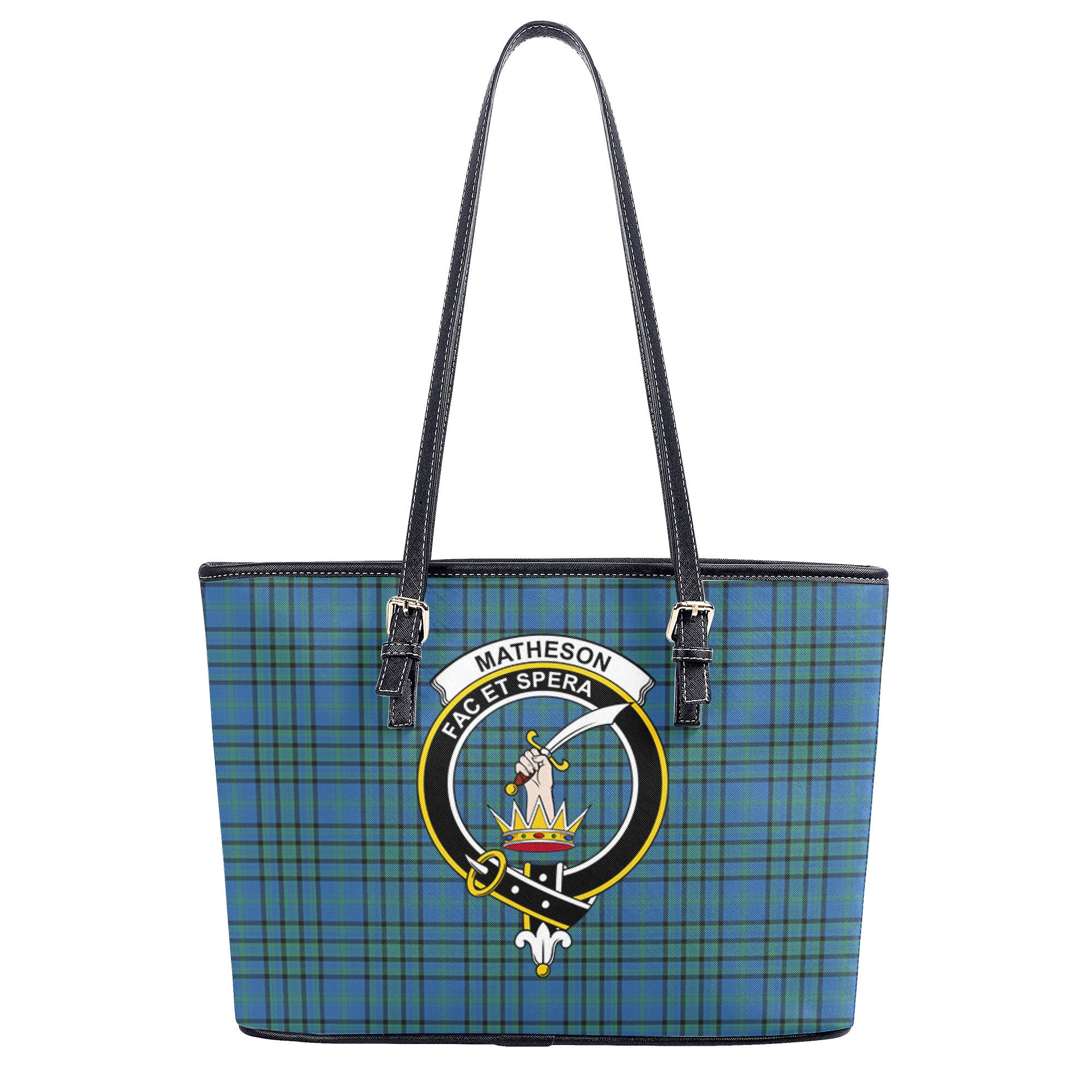 Matheson Hunting Ancient Tartan Crest Leather Tote Bag