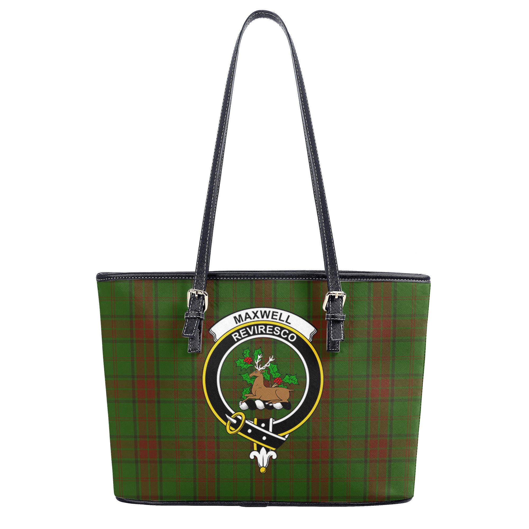 Maxwell Hunting Tartan Crest Leather Tote Bag