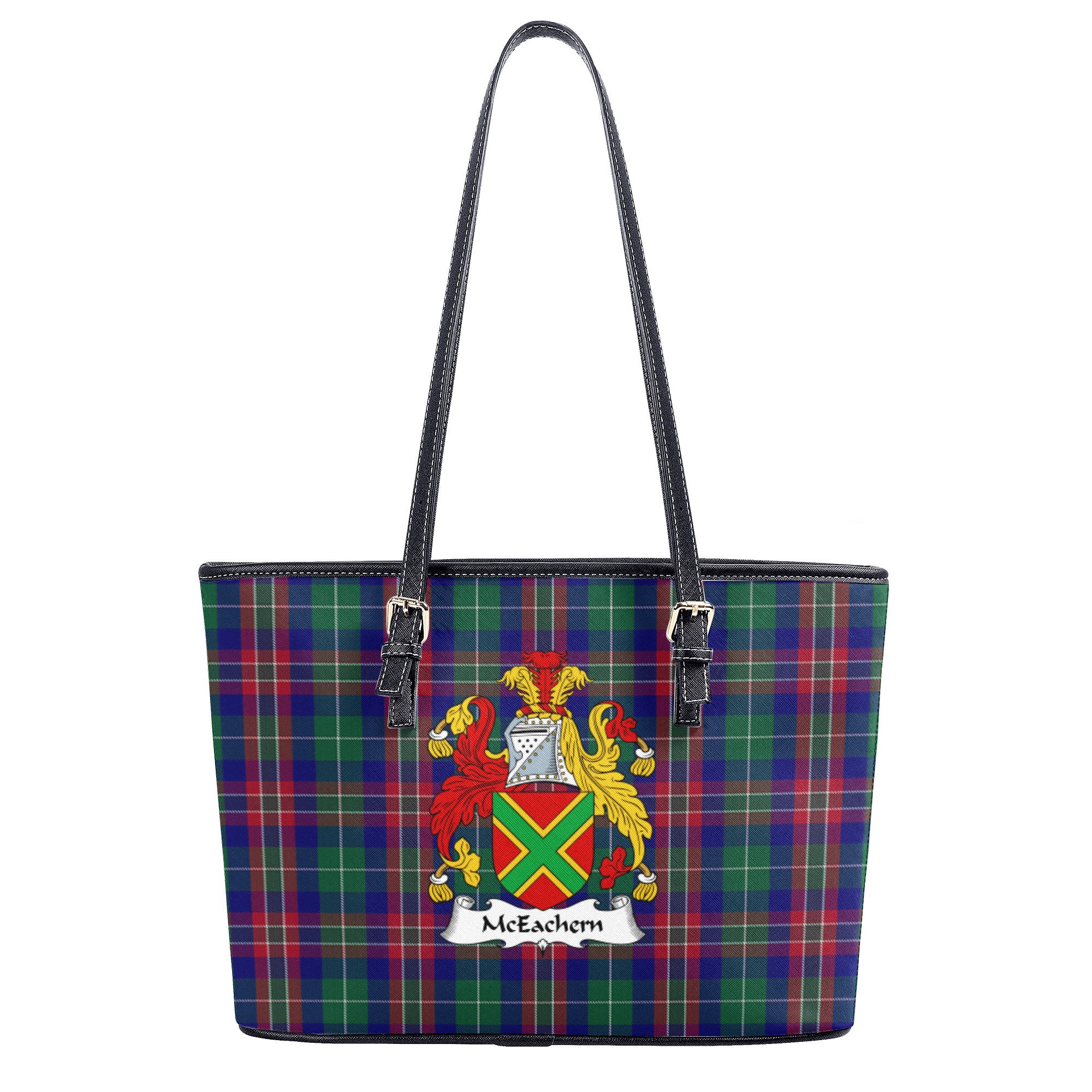 McEachern Tartan Crest Leather Tote Bag