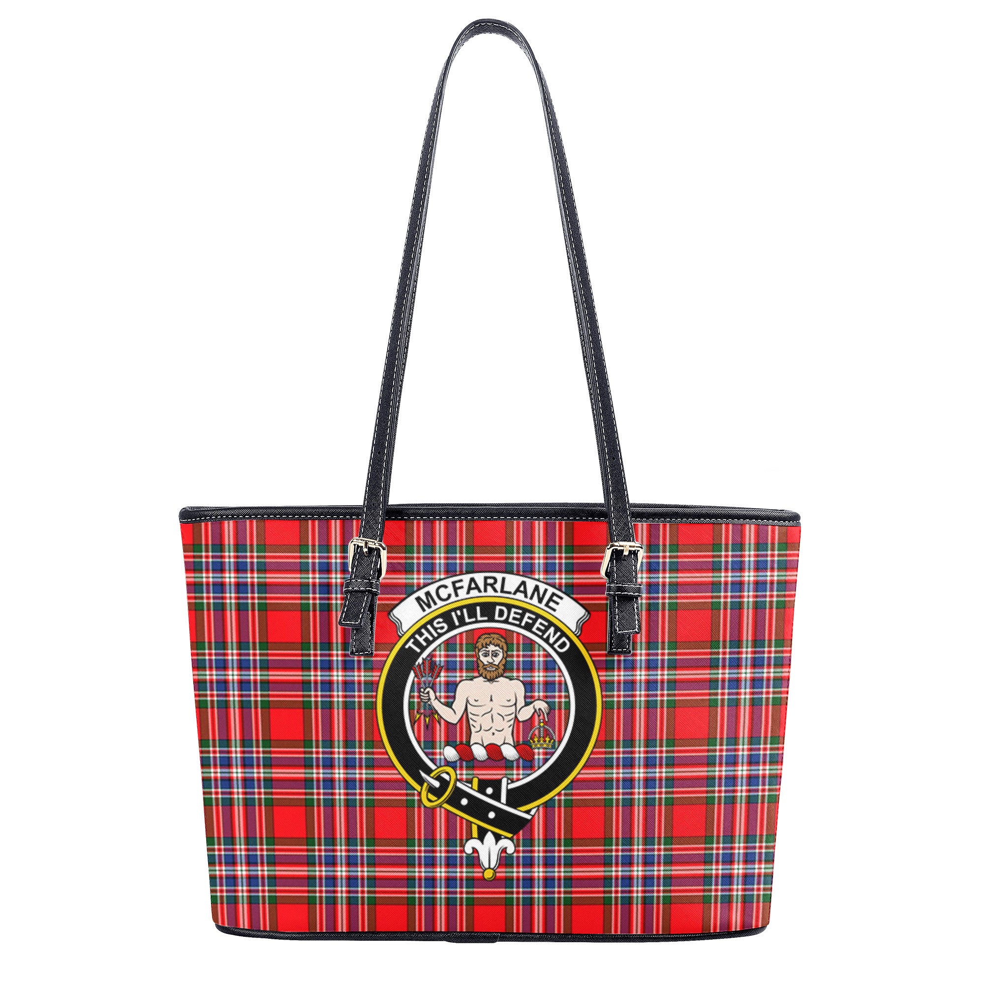 McFarlane Modern Tartan Crest Leather Tote Bag