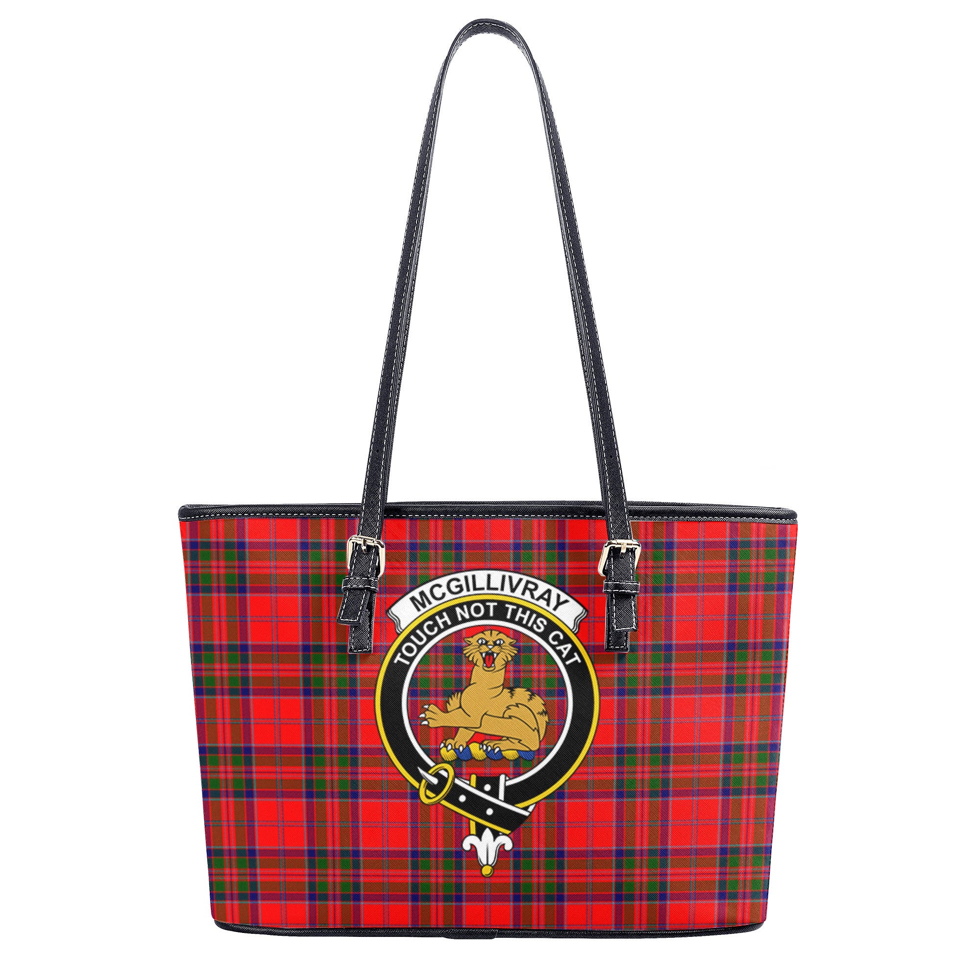 McGillivray Modern Tartan Crest Leather Tote Bag