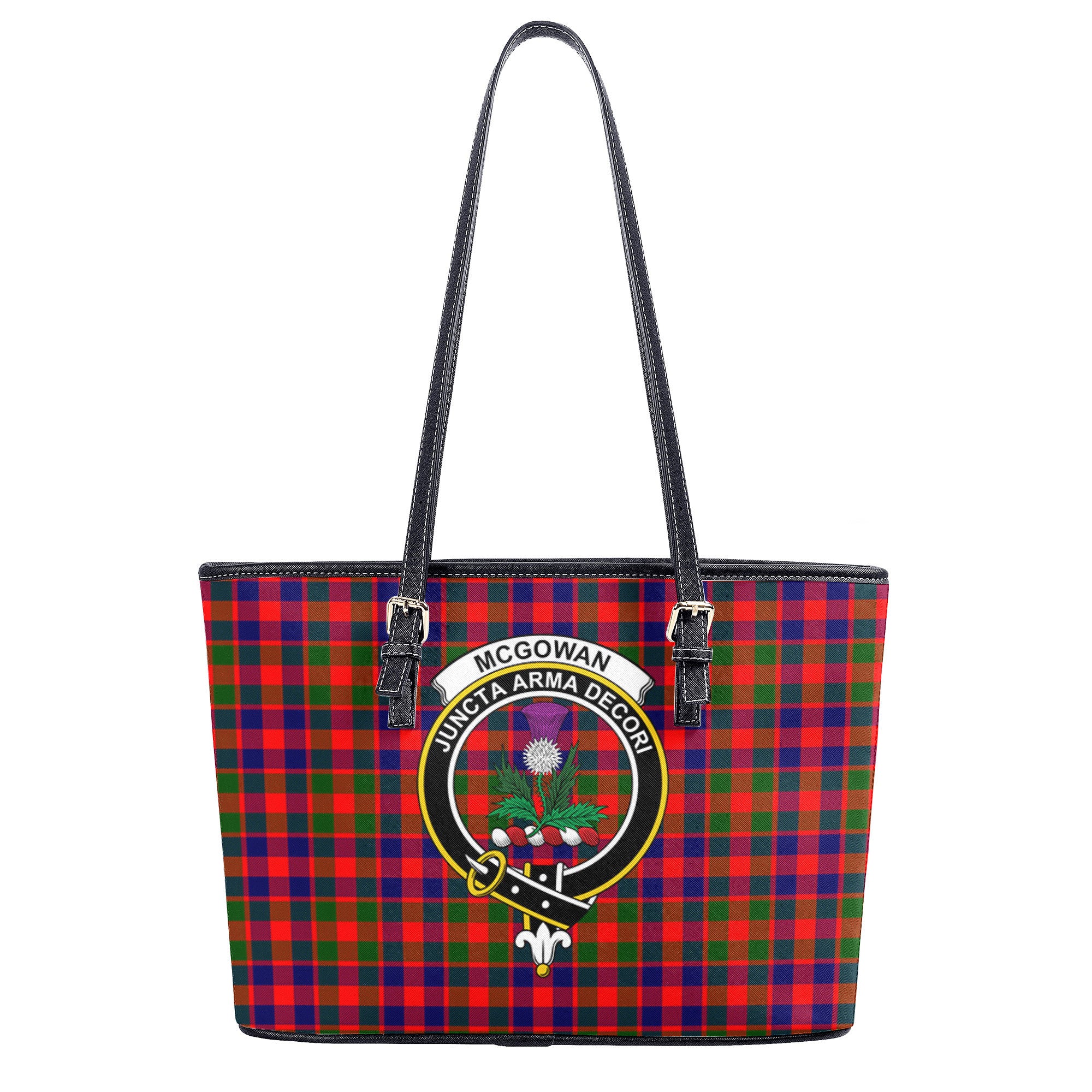 McGowan Tartan Crest Leather Tote Bag