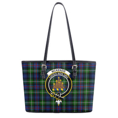 McKenzie Modern Tartan Crest Leather Tote Bag