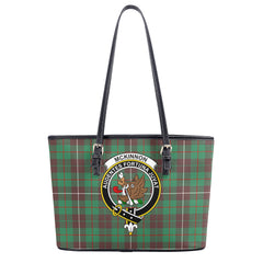 McKinnon Hunting Ancient Tartan Crest Leather Tote Bag