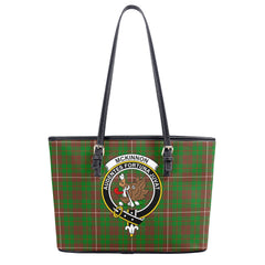 McKinnon Hunting Modern Tartan Crest Leather Tote Bag