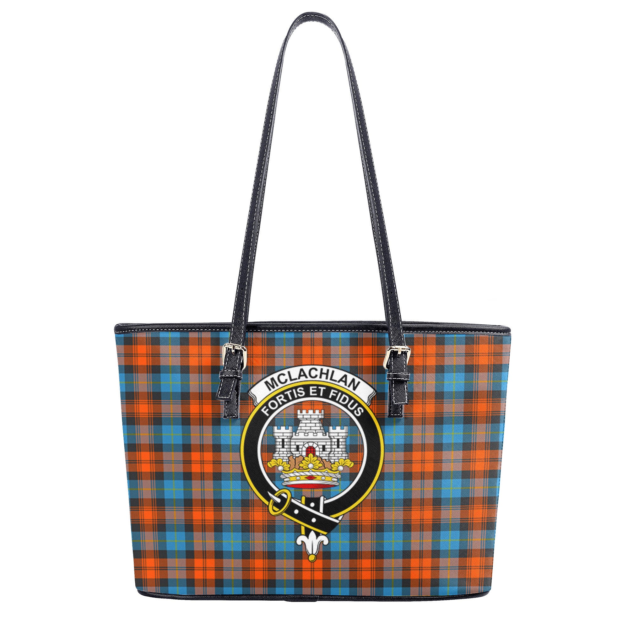 McLachlan Ancient Tartan Crest Leather Tote Bag