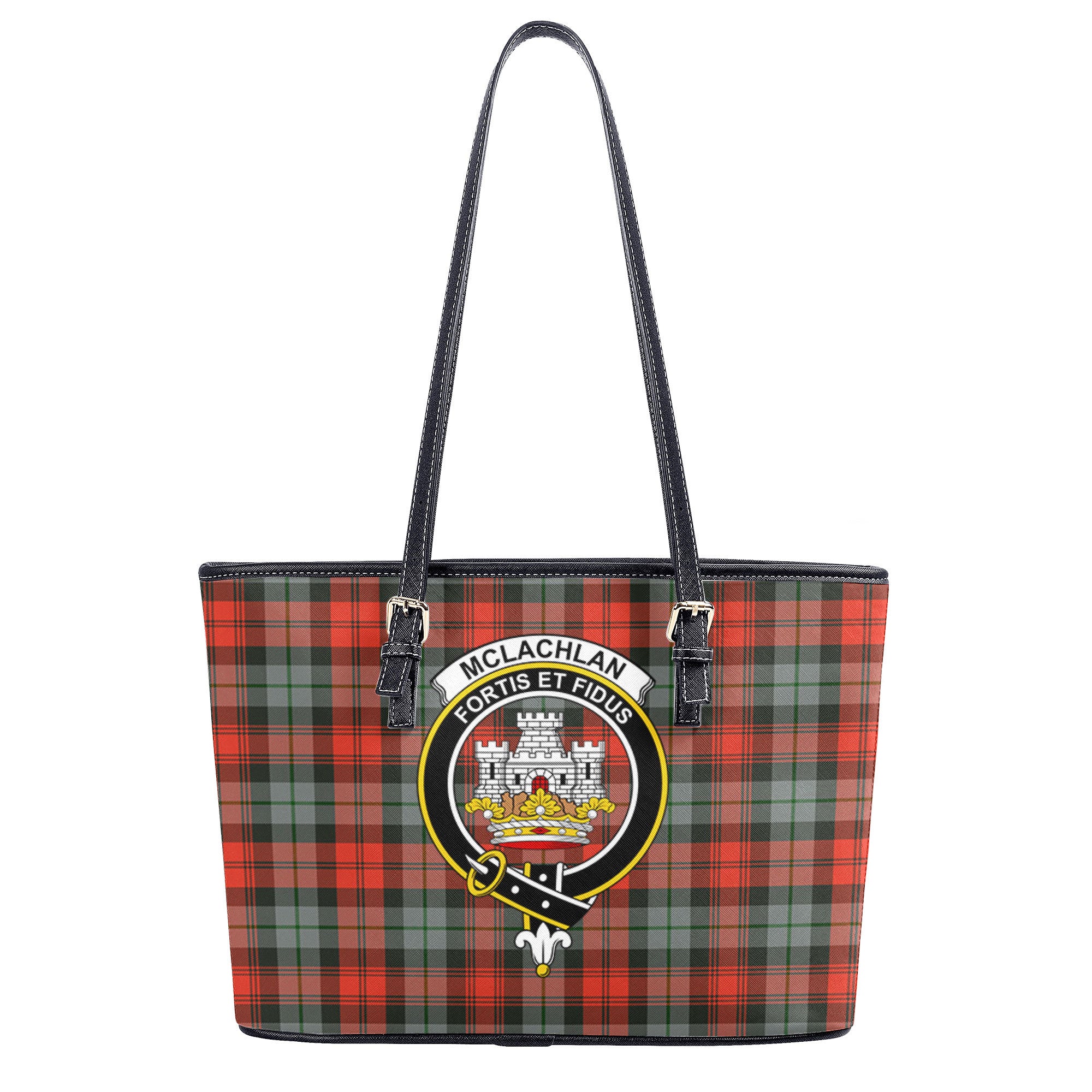 McLachlan Weathered Tartan Crest Leather Tote Bag