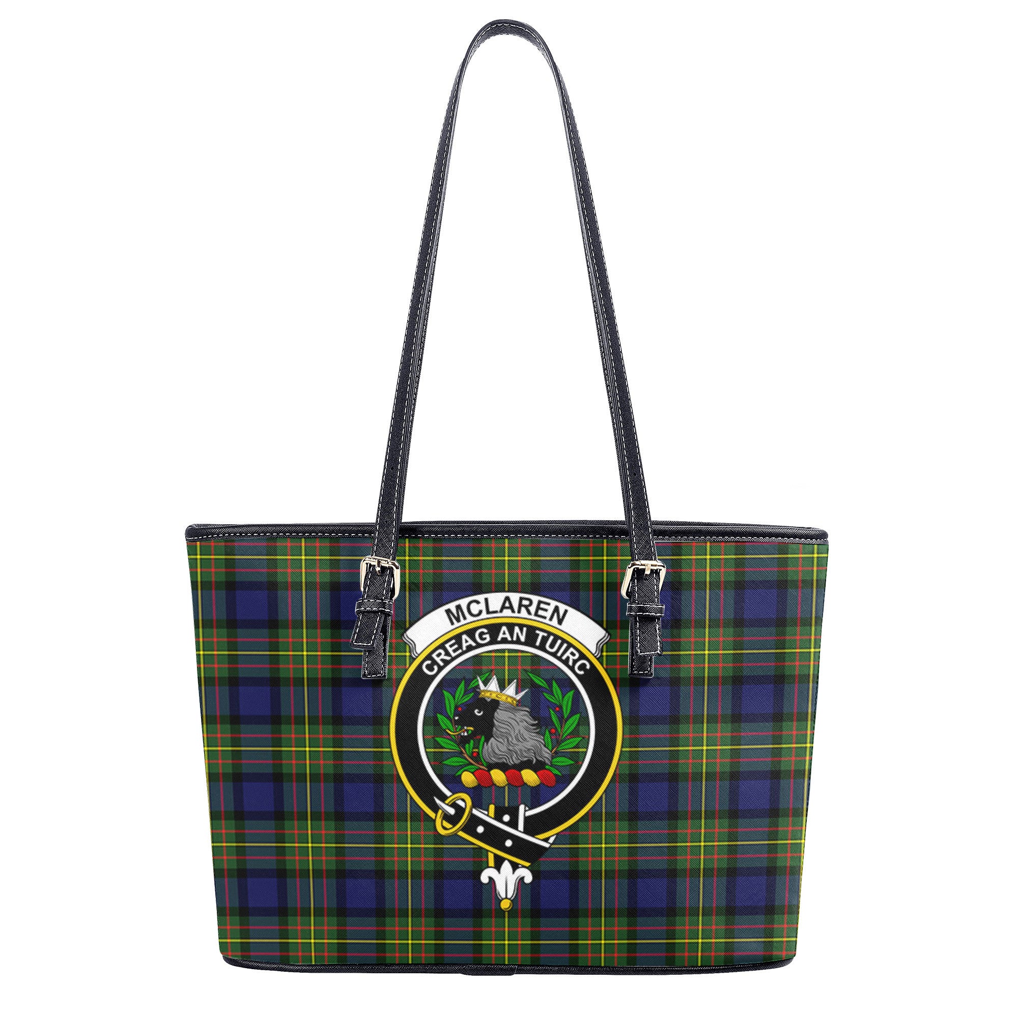 McLaren Modern Tartan Crest Leather Tote Bag