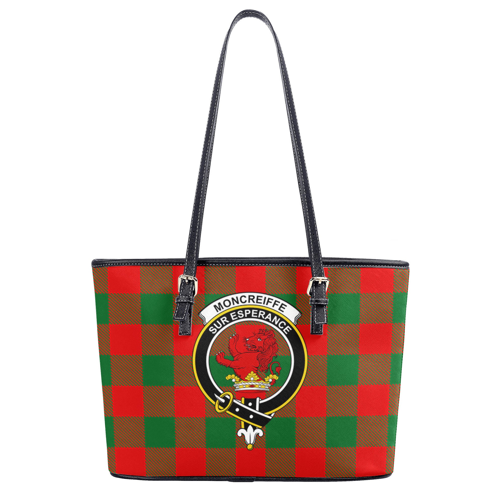 Moncreiffe (or Moncreiff) Tartan Crest Leather Tote Bag