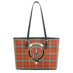 Morrison Red Ancient Tartan Crest Leather Tote Bag