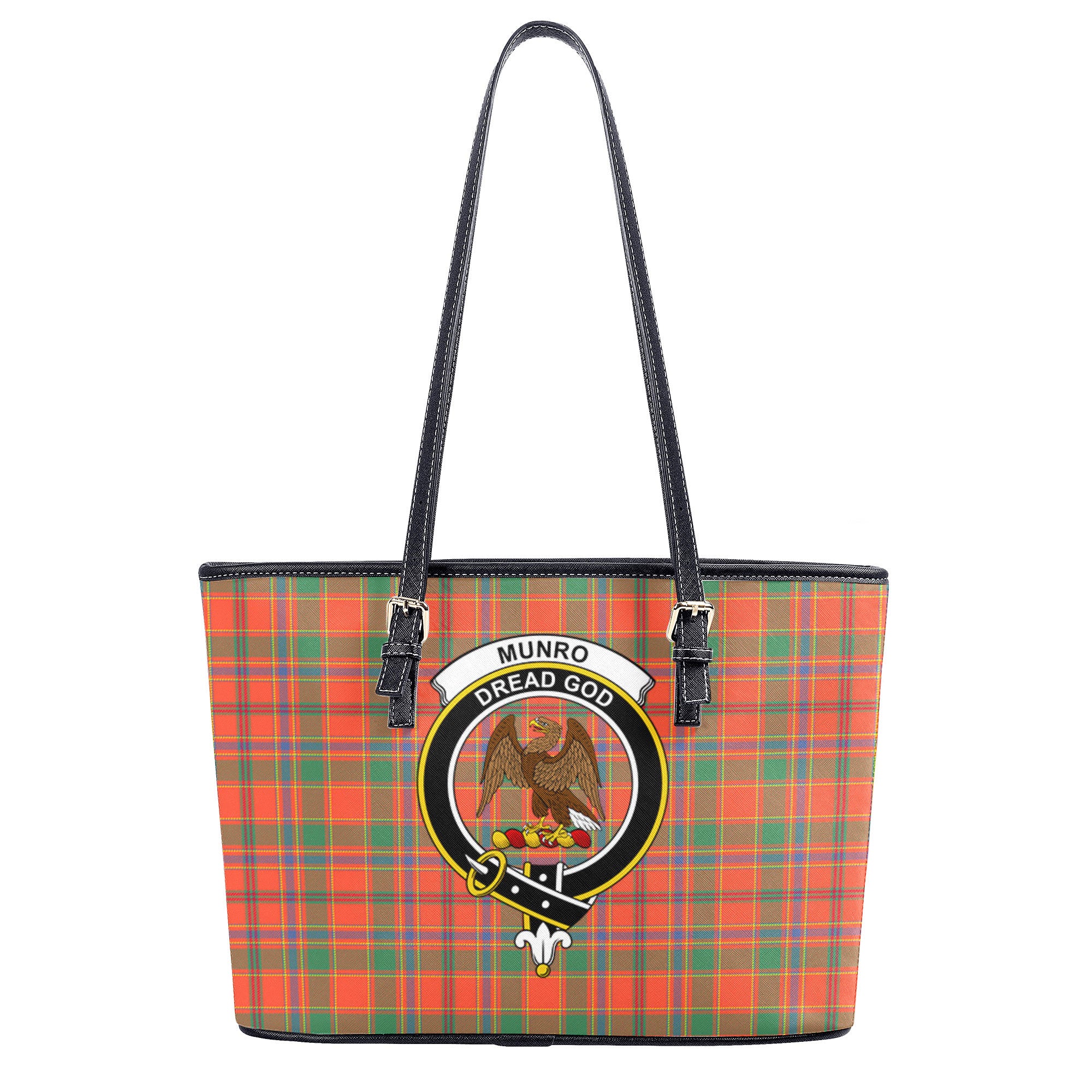 Munro Ancient Tartan Crest Leather Tote Bag