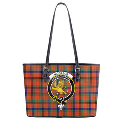 Nicolson Ancient Tartan Crest Leather Tote Bag