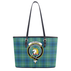 Oliphant Ancient Tartan Crest Leather Tote Bag