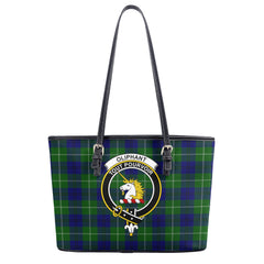 Oliphant Modern Tartan Crest Leather Tote Bag