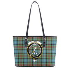 Paisley District Tartan Crest Leather Tote Bag