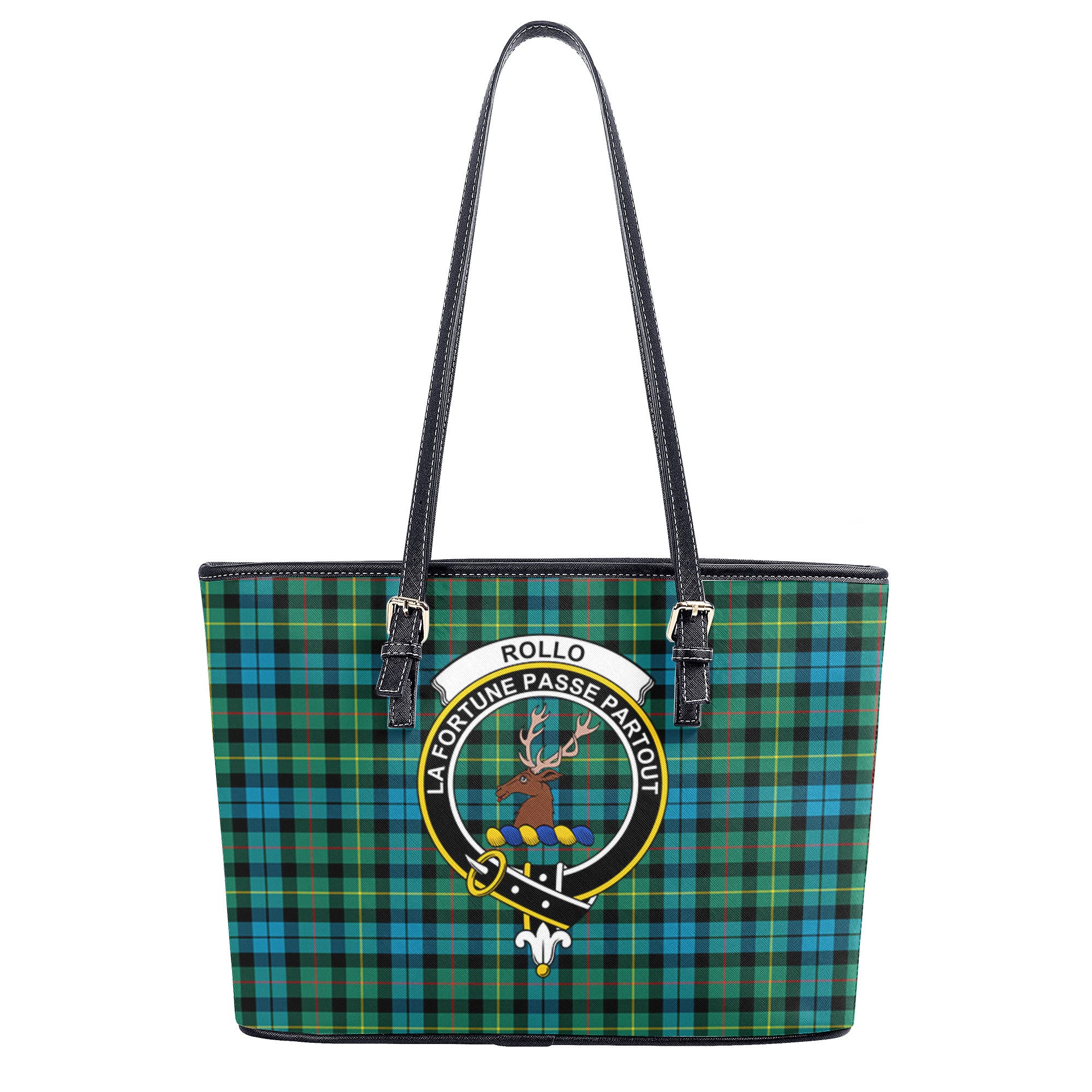 Rollo Ancient Tartan Crest Leather Tote Bag