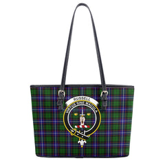 Russell Modern Tartan Crest Leather Tote Bag