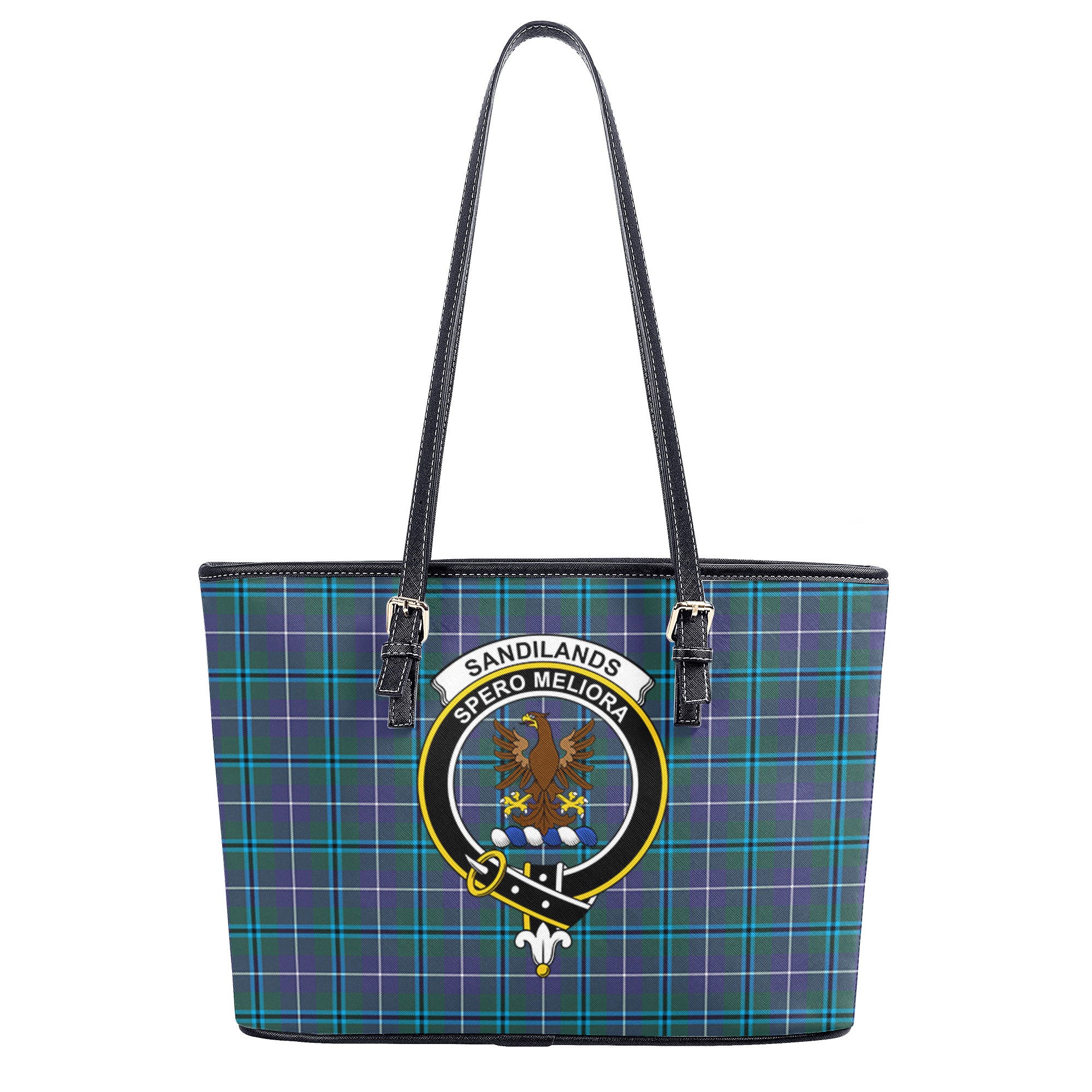 Sandilands Tartan Crest Leather Tote Bag